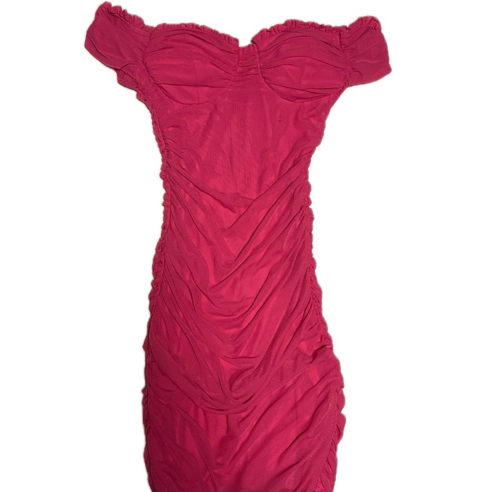 Pink Off-Shoulder Mini Dress